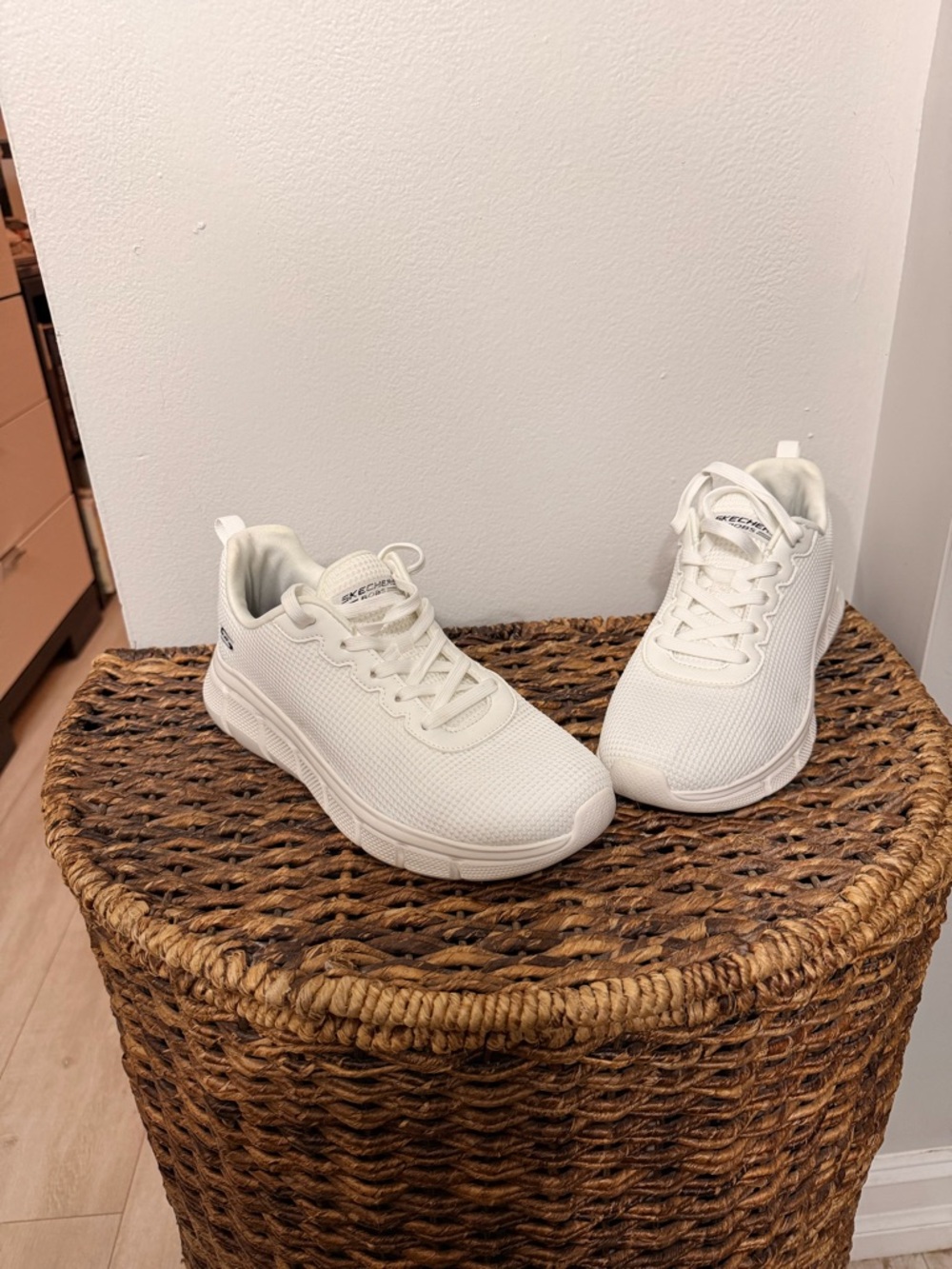 Skechers All-White Knit Walking Shoes